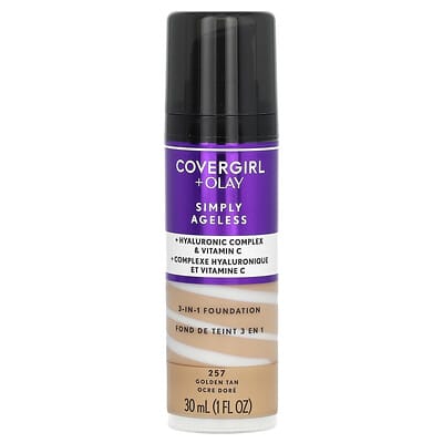 Olay Simply Ageless, 3-in-1 Foundation, 257 Golden Tan, 1 fl oz (30 ml)