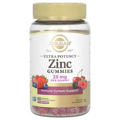 Gummies с цинком Ultra Potency, Mixed Fruit, 25 mg, 60 шт