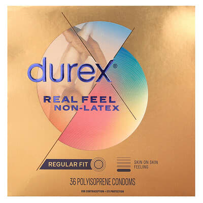 Durex Real Feel, презервативы из полиизопрена, Regular Fit, 36 шт