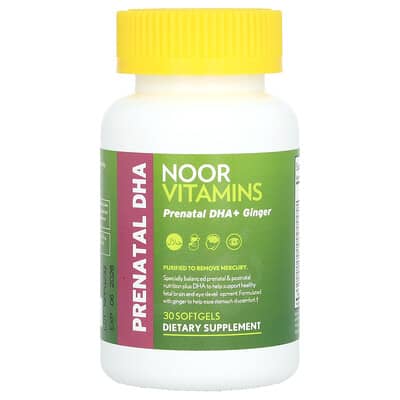 Noor Vitamins Пренатальный комплекс DHA + Ginger, 30 мягких капсул