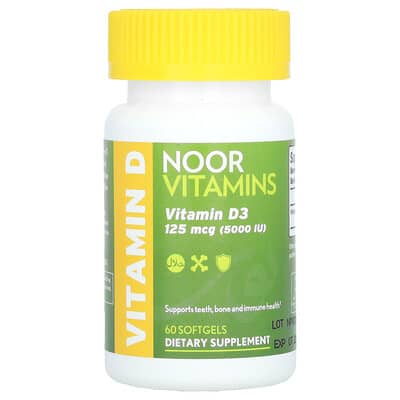 Vitamin D3, 125 mcg (5,000 IU), 60 Softgels