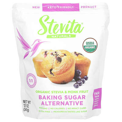 Альтернатива сахара для выпечки, Organic Stevia & Monk Fruit, 12 oz (341 g)