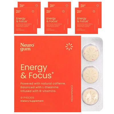 NeuroGum Энергия и фокус, корица, 6 упаковок по 9 шт
