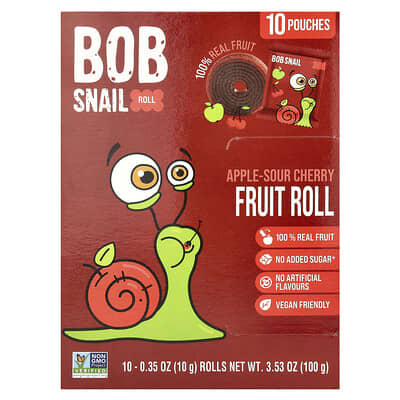 Фруктовые роллы Bob Snail, Яблоко-Кислая вишня, 10 пакетиков по 0.35 oz (10 g)