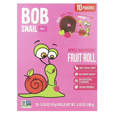 Фруктовые роллы Bob Snail, Apple-Raspberry, 10 пакетиков, 0.35 oz (10 g) каждый