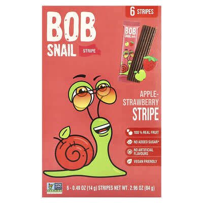 Фруктовые полоски Fruit Stripe, яблоко-клубника, 6 штук, 0.49 oz (14 g) каждая