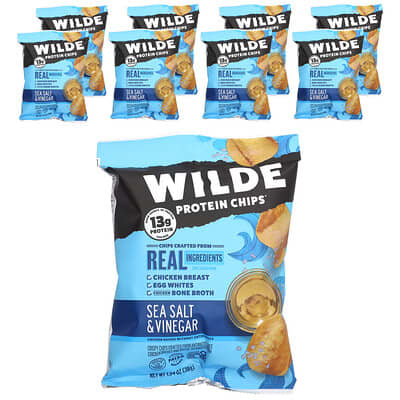 Протеиновые чипсы Protein Chips®, Sea Salt & Vinegar, 8 пакетов по 1.34 oz (38 g)