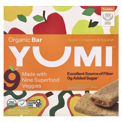Organic Bar, Toddler, Apple Cinnamon & Squash, 5 Bars, 0.74 oz (21 g) Each