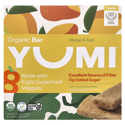 Organic Bar, Toddler, Mango & Kale, 5 Bars, 0.74 oz (21 g) Each