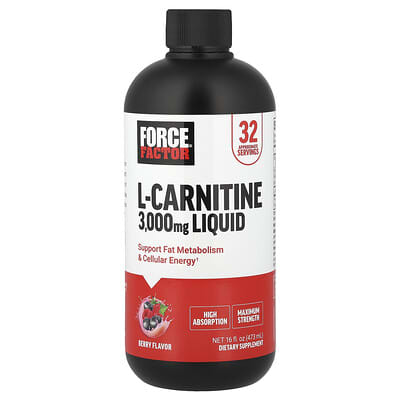 L-Carnitine жидкий Force Factor, ягодный, 16 fl oz (473 ml)