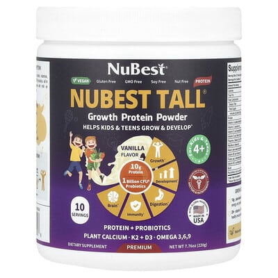 NuBest Nubest Tall® протеиновый порошок для роста для детей и подростков 4+, Vanilla 7.76 oz (220 g)