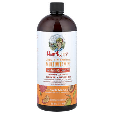 Жидкие утренние мультивитамины для роста волос, Персик-манго, 30 fl oz (887 ml)