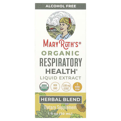 Жидкий экстракт MaryRuth's Organic Respiratory Health, без спирта, 1,180 mg, 1 fl oz (30 ml)