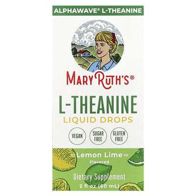 MaryRuth's L-Theanine жидкие капли, Lemon Lime, 2 fl oz (60 ml)