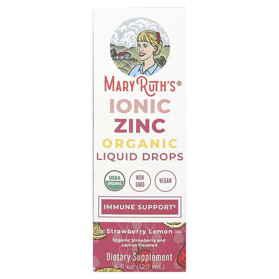 Organic Ionic Zinc Liquid Drops, Strawberry Lemon, 3 mg, 4 fl oz (120 ml)