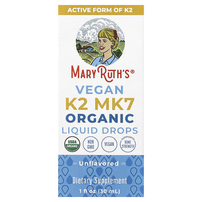 Органические веганские жидкие капли K2 MK7, без вкуса, 30 ml