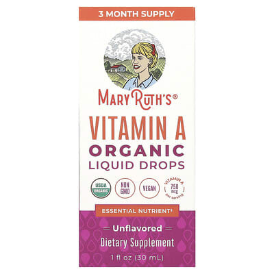 Organic Vitamin A Liquid Drops, Unflavored, 1 fl oz (30 ml)