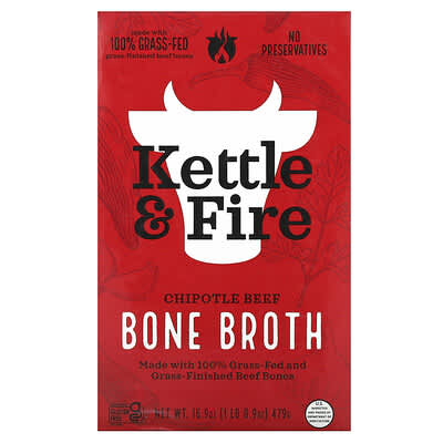 Kettle & Fire Костный бульон, Beef Chipotle, 16.9 oz (479 g)