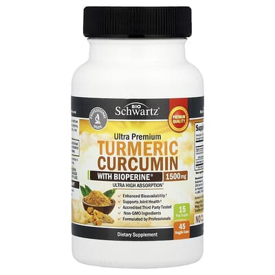Turmeric Curcumin With BioPerine®, Ultra Premium, Supports Joint Health , 45 Veggie Caps