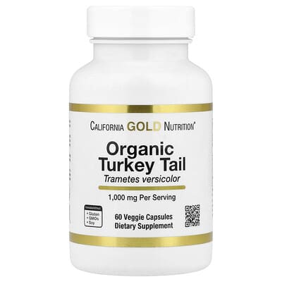 Органический гриб Turkey Tail, 60 Veggie Capsules (0.5 g per Capsule)