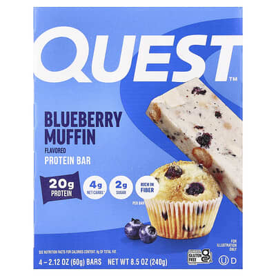 Протеиновый батончик Blueberry Muffin, 4 шт., 2.12 oz (60 g) каждый