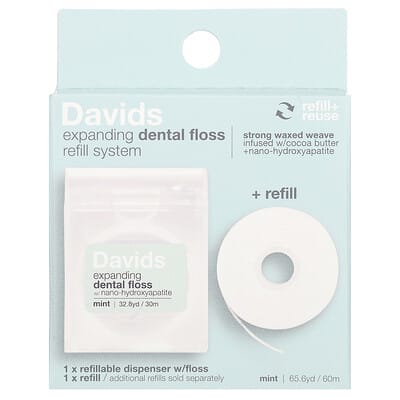 Expanding Dental Floss Refill System + Refill, Mint, 2 Count