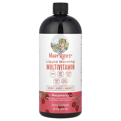 MaryRuth's Liquid Morning мультивитамины в жидком виде, Raspberry, 30 fl oz (887 ml)