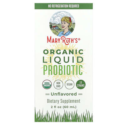 Органический жидкий пробиотик MaryRuth's, без вкуса, 2 fl oz (60 ml)