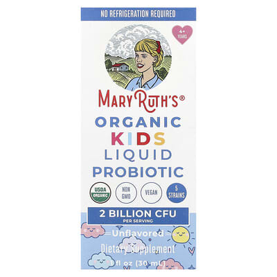 Детский жидкий пробиотик MaryRuth's Organic, 4+ Years, Unflavored, 2 Billion CFU, 1 fl oz (30 ml)