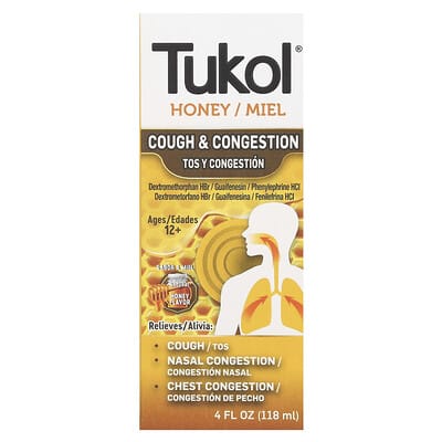 Tukol мёд от кашля и заложенности носа, натуральный мёд, 4 fl oz (118 ml), для детей от 12 лет