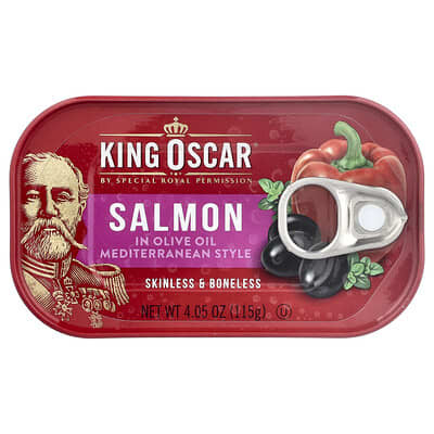Skinless & Boneless Salmon in Extra Virgin Olive Oil, Mediterranean Style, 4.05 oz (115 g)
