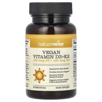 Vegan Vitamin D3 + K2, 60 Vegan Softgels