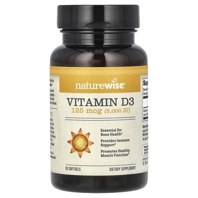 Vitamin D3, 125 mcg (5,000 IU), 30 Softgels