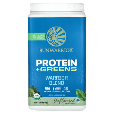 Warrior Blend Supergreens, Protein + Greens, Unflavored, 1.65 lb (750 g)