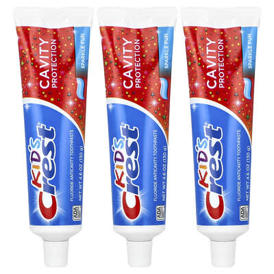 Crest Детская зубная паста для защиты от кариеса с фтором, Sparkle Fun, упаковка 3 шт, по 4.6 oz (130 g)
