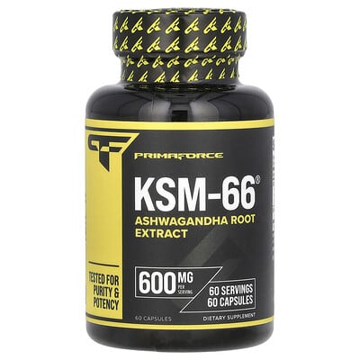Экстракт корня ашваганды Primaforce KSM-66, 600 mg, 60 капсул