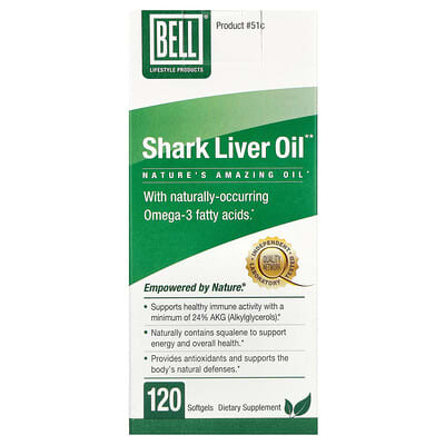 Рыбий жир Bell Lifestyle Shark Liver Oil, 120 Softgels