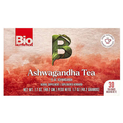 Ashwagandha чай, без кофеина, 30 чайных пакетиков, 1.7 oz (48.2 g)