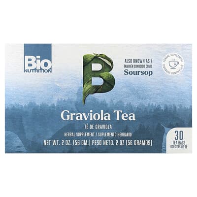 Чай Graviola Bio Nutrition, без кофеина, 30 чайных пакетиков, 2 oz (56 g)