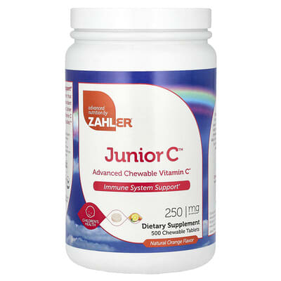Junior C Advanced Chewable Vitamin C, Natural Orange, 250 mg, 500 жевательных таблеток