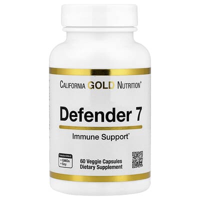 Defender 7, с A, C, D3, B6, Zinc, Selenium & Beta-Glucan, 60 вегетарианских капсул