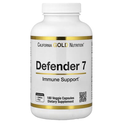 Defender 7, с A, C, D3, B6, Zinc, Selenium & Beta-Glucan, 180 вегетарианских капсул