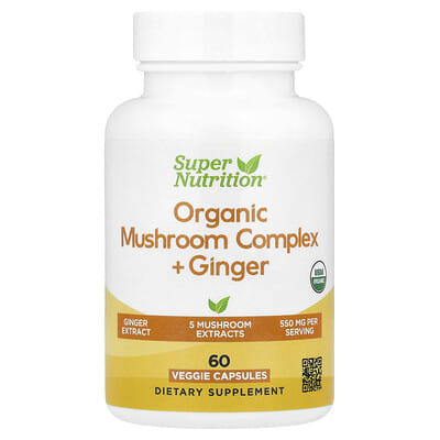 Super Nutrition Органический комплекс с грибами и имбирем, 60 вегетарианских капсул