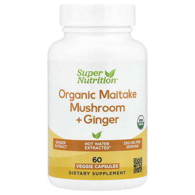 Органические капсулы Maitake Mushroom + Ginger, 60 шт
