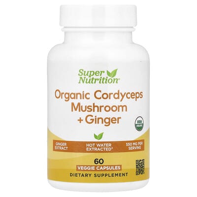 Органический гриб кордицепс + имбирь Super Nutrition, 60 капсул