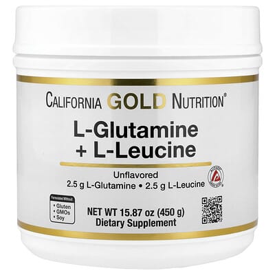 California Gold Nutrition L-Glutamine + L-Leucine, без вкуса, 15.87 oz (450 g)