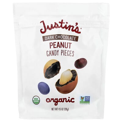 Десерт Justin's Nut Butter Organic Peanut Candy Pieces, Dark Chocolate, 4.5 oz (128 g)