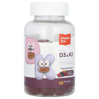 Zahler Chapter One, D3 & K2, Mixed Berries, 60 жевательных витаминов
