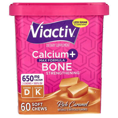 Viactiv Calcium + Bone Strengthening, Max Formula, Rich Caramel, 60 жевательных таблеток