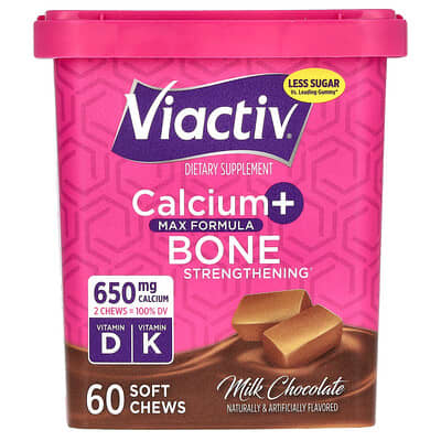 Кальций + укрепление костей, Max Formula, молочный шоколад, 60 жевательных таблеток